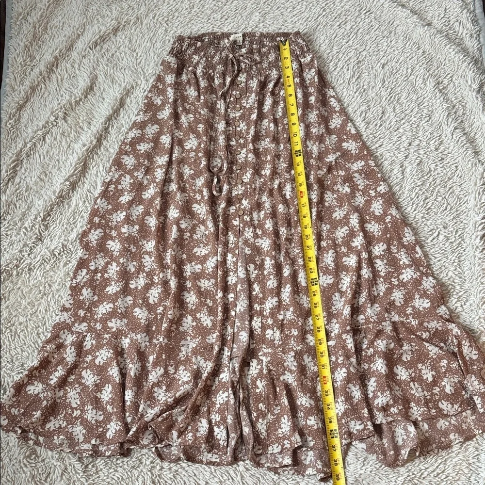 Promesa Floral Button-Front Ruffled Drawstring Maxi Skirt size small